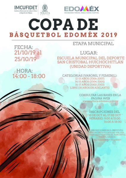 Convoca Toluca a la Copa de Básquetbol Edoméx 2019, Etapa Municipal