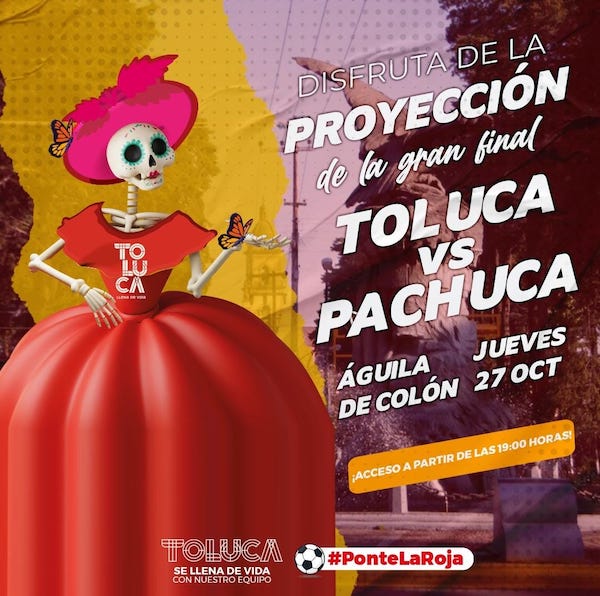 Instalan maxi pantalla en la glorieta del águila para el partido Toluca -Pachuca