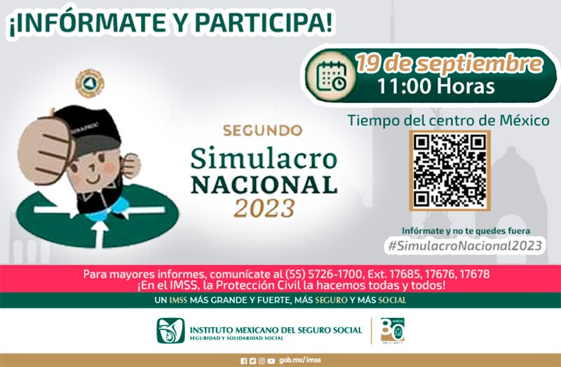 Participará IMSS Poniente en Segundo Simulacro Nacional 2023