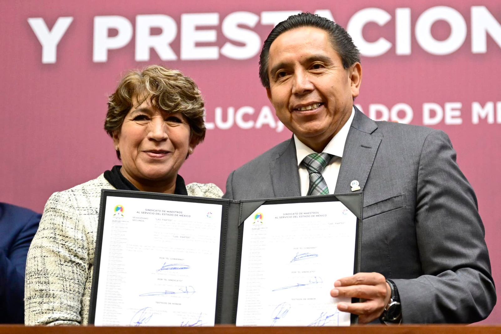 Con Delfina Gómez como testigo, SMSEM firma convenio con gobierno mexiquense