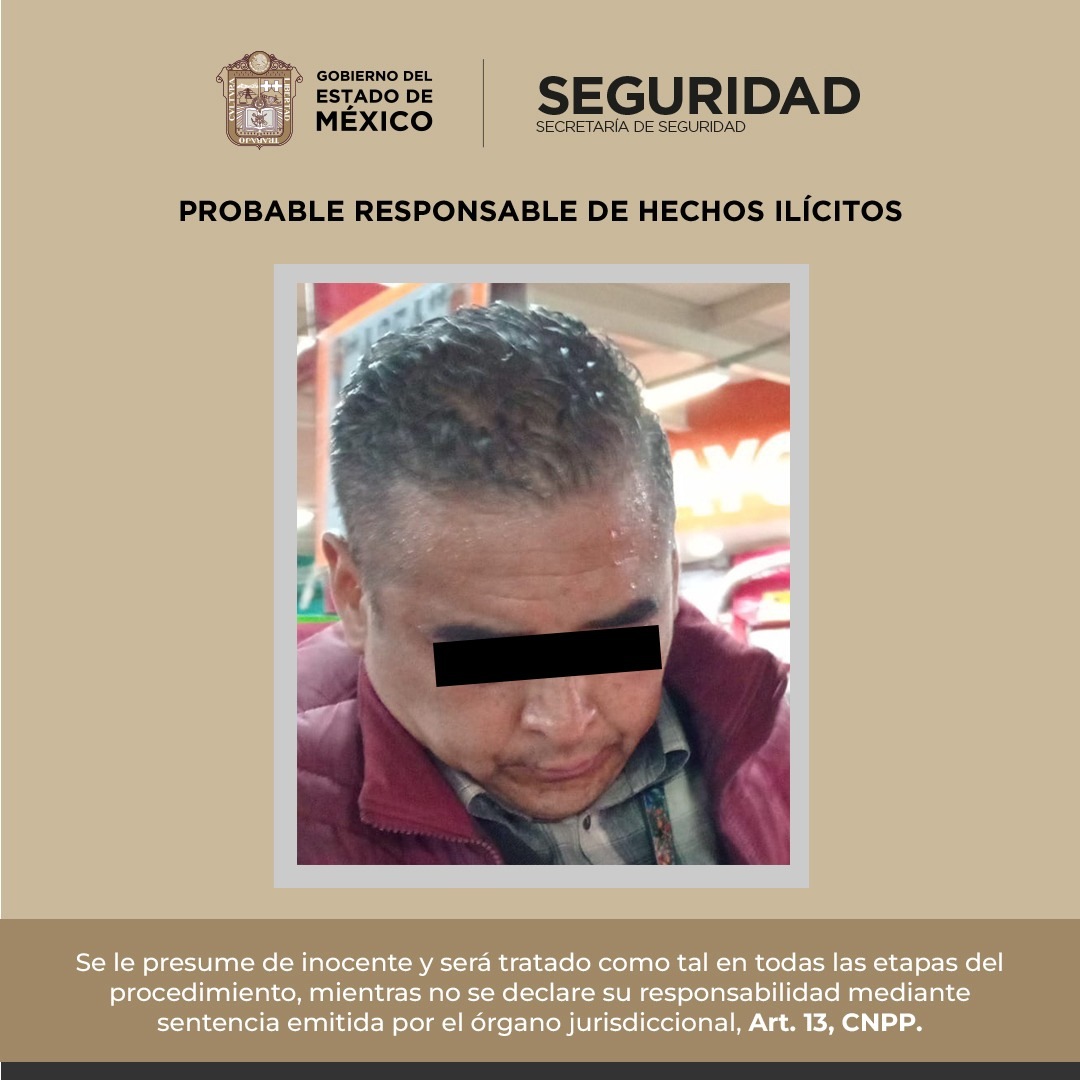 Detienen a posible responsable de robo a negocio en La Paz, Edomex