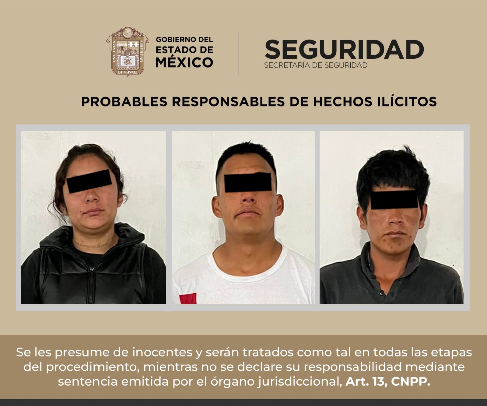 Detienen a probables involucrados en robo con violencia y portación de arma prohibida