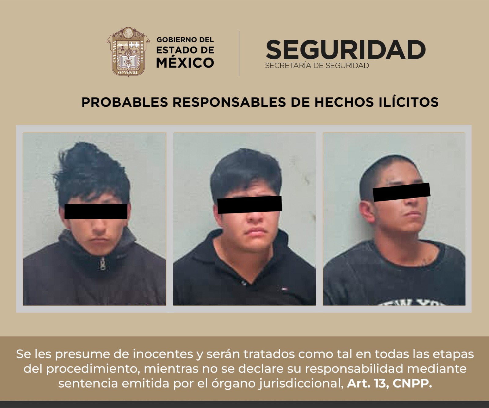 Detienen a tres probables responsables de delitos contra la salud en Ocoyoacac