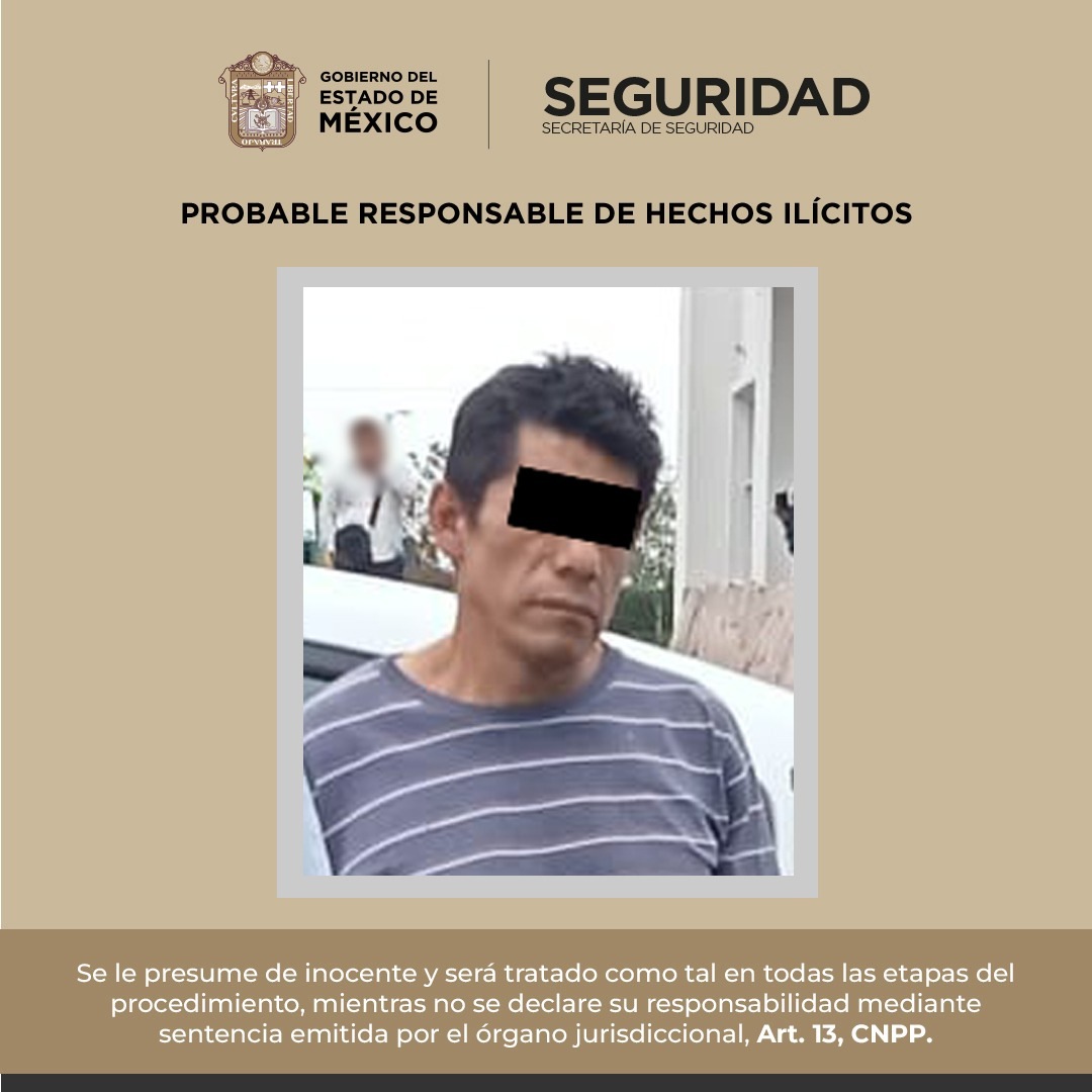 SS y policía municipal de Cuautitlán Izcalli detienen a implicado en el delito de lesiones con arma de fuego