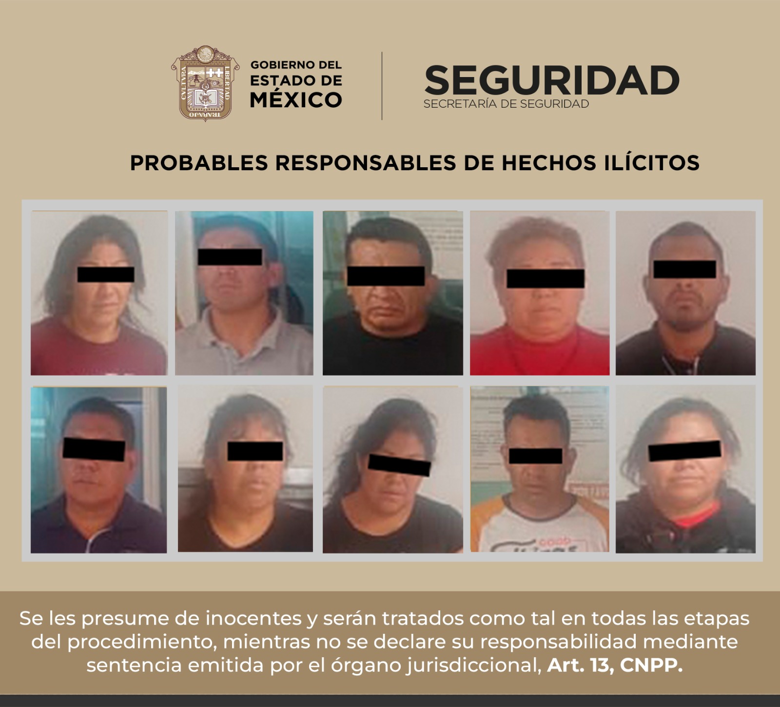 Detienen en Jilotepec a 10 personas implicadas en el delito de robo