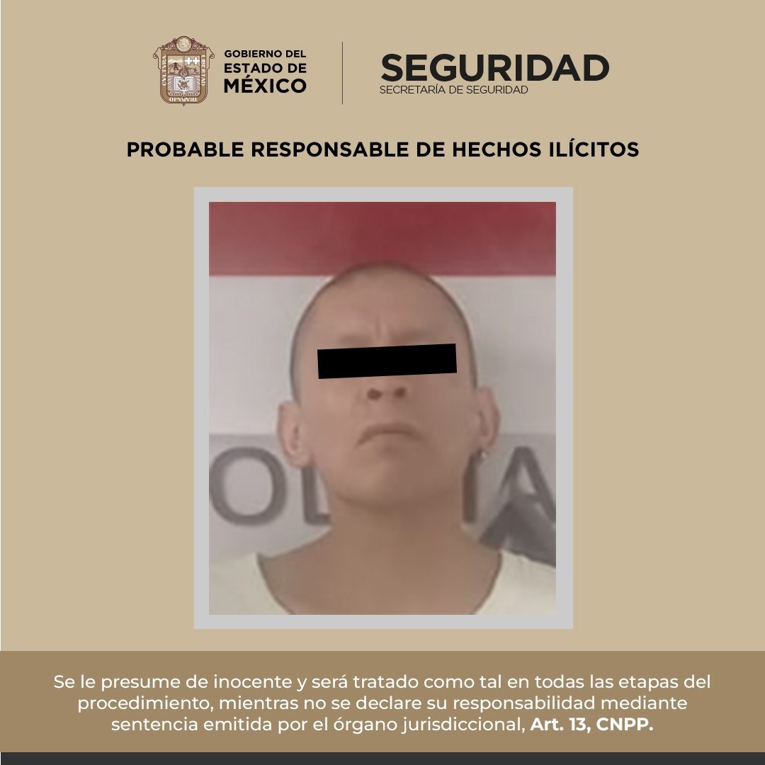 Detienen a presunto responsable de robo con violencia en Almoloya de Juárez