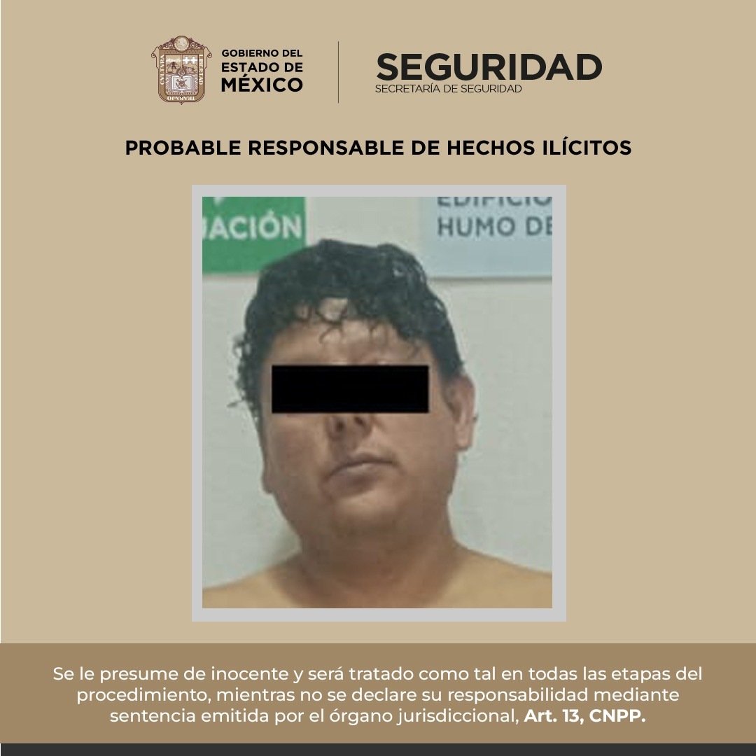 Tras solicitud de auxilio, SS detuvo a responsable de violación en Chalco