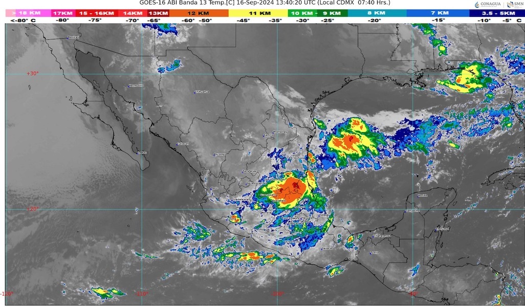 100% de probabilidad de lluvias este 16 de septiembre