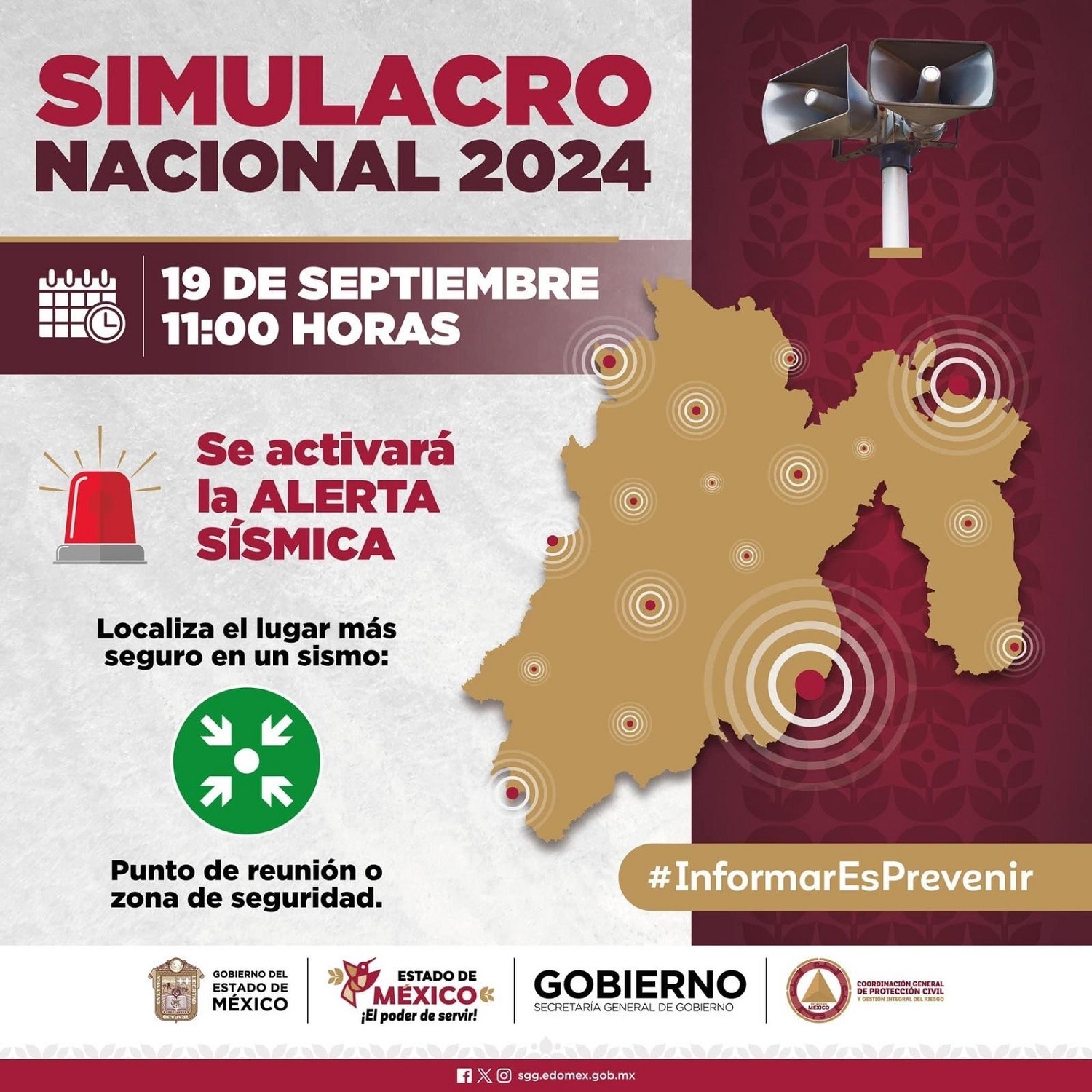 Invita Gobierno del Estado de México a participar en el Simulacro Nacional 2024