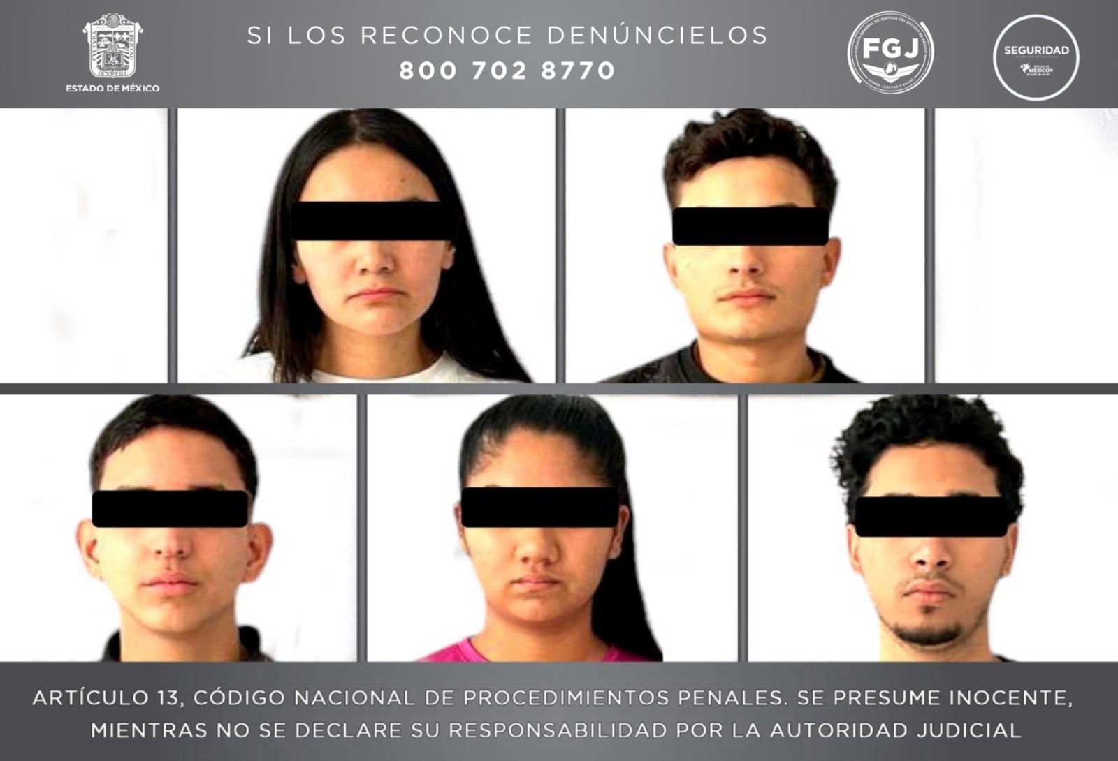 FGJEM y SSEM detienen a cinco personas, cuatro de ellas de origen venezolano y aseguran objetos robados